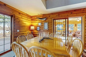 Dining - Waterfront Log Cabin Retreat with Private Boat Dock, Gas Grill, Fire pit & WIFI (Necedah)