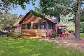Exterior - Waterfront Log Cabin Retreat with Private Boat Dock, Gas Grill, Fire pit & WIFI (Necedah)