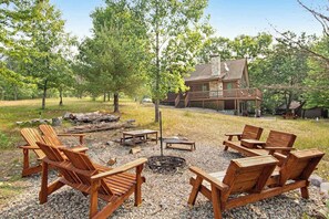 Property grounds - Secluded, dog-friendly home with tree-lined view, firepit, fireplace, & deck (Friendship)