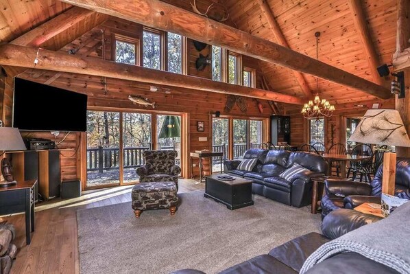 TV, DVD player, offices - Dog-friendly, lakefront lodge in the woods with large dock, central AC, & canoe (Eagle River)