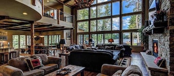 Plush lakefront lodge with private dock, high-speed WiFi, & game room