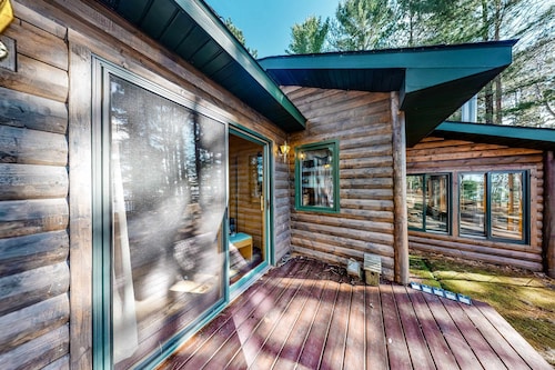 Lakefront home with dock, swimming area, & wood stove - sunset views