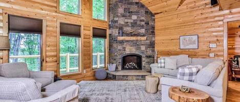 TV, fireplace