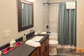 Shower, hair dryer, towels - Dog-friendly lakefront hideaway with docks, firepit, fireplace & W/D (Minocqua)