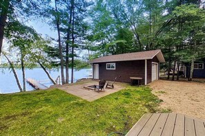 Terrace/patio - Dog-friendly lakefront hideaway with docks, firepit, fireplace & W/D (Minocqua)