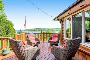 Terrace/patio - Dog-friendly and secluded lakefront gem with a full bar, private dock, and views (Phelps)