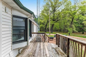 Terrace/patio - Barn & cabin with firepits, grills, foosball, kayaks, home theater, & 2 kitchens (Necedah)