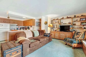 TV, fireplace, offices - Peaceful, quiet lakefront dog-friendly cabin w/fishing dock, boats, campfire pit (Eagle River)