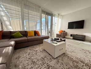 Chalet, 3 Bedrooms, Lagoon View | Living area | Flat-screen TV - Fouka North Coast CL4-Ch34-03 (El Dabaa)