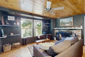 TV, fireplace, offices