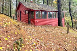 Exterior - Lakeside cabin with a firepit, sunroom, & seasonal dock (Three Lakes)