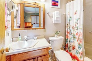 Shower, hair dryer, towels - Charming 5BR Lake Home, Dog-friendly, with a full bar, Kayaks, Gas Grill, & WIFI (Rhinelander)