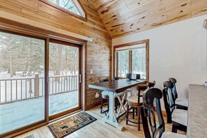 Dining - Rustic resort cabin with lake views, deck & access to docks, canoe, paddle boats (Mercer)