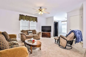 TV, DVD player - Conveniently-located, dog-friendly home with a patio, central AC, & washer/dryer (Eagle River)