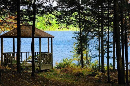 Lakefront dog-friendly retreat with sauna, dock, canoe, paddle board, & firepit