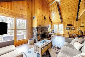 TV, offices - Lakefront dog-friendly retreat with sauna, dock, canoe, paddle board, & firepit (Lac Du Flambeau)