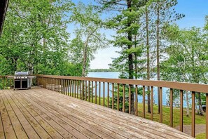Terrace/patio - Lakefront, Dog-Friendly Home with Lake View, Dock, Central AC, & Wood Fireplace (Manitowish Waters)