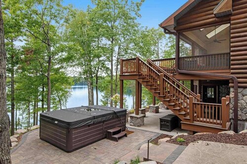 Lakefront estate with 3-story chalet & guest house - hot tub, game room, and gym