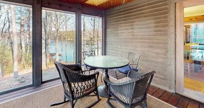 Lakefront home with private outdoor sauna, dock, firepit, wood fireplace & patio