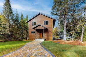 Exterior - Lakefront home with yard, private dock, deck, firepit, & washer/dryer (Eagle River)