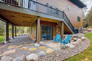 Terrace/patio - Lakefront home with yard, private dock, deck, firepit, & washer/dryer (Eagle River)
