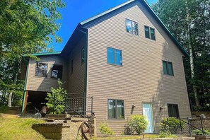 Exterior - Dog-friendly lakefront lodge with firepit, dock, & gas fireplace (Eagle River)