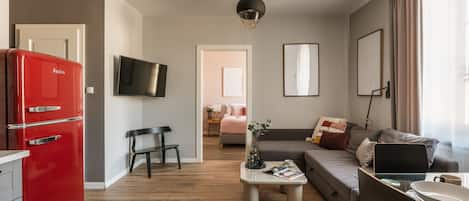 Appartement Familial, vue ville | Coin séjour | TV connectée