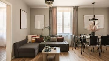 Apartemen Keluarga, pemandangan kota | Area keluarga | Smart TV