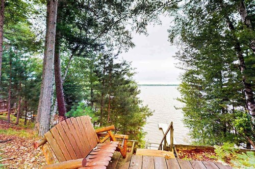 New listing - lakefront home with views, dock, fireplace, foosball, deck, & W/D