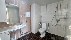 Ducha, toallas, papel higiénico