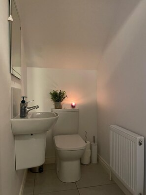 Shower, hair dryer, towels, soap - Village Hideaway in Connor, County Antrim. Cosy home in lush green countryside. (Connor)