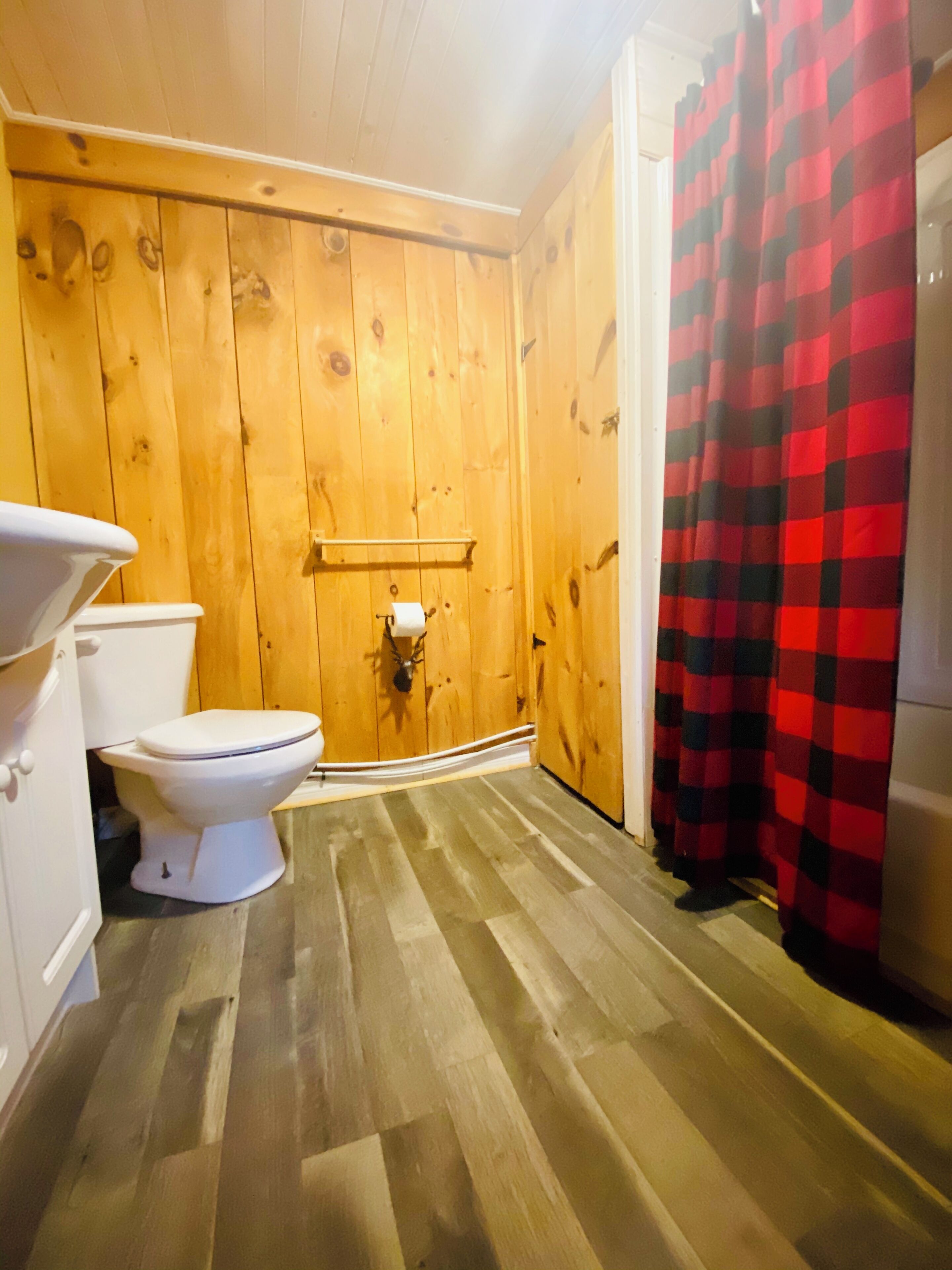 Cottage, vue lac | Salle de bain | Ensemble douche/baignoire, serviettes fournies, savon, papier toilette