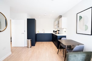 Apartment | Private kitchen | Fridge, microwave, oven, stovetop