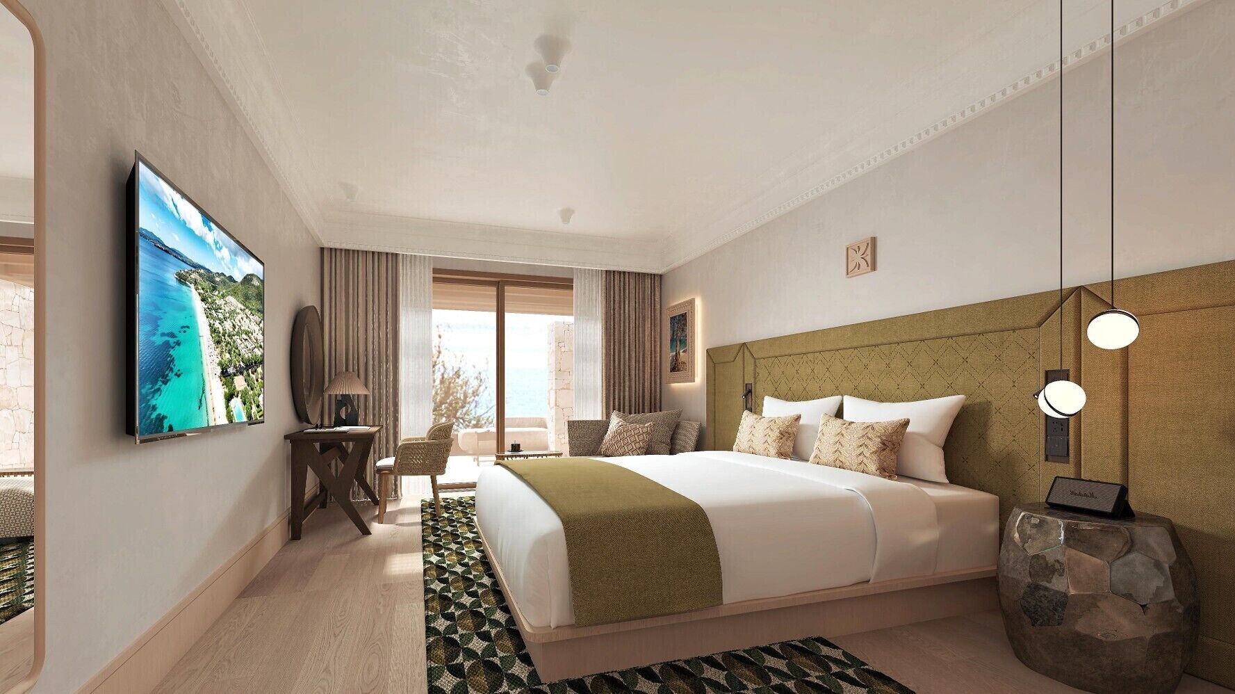 Double Room, 1 Katil Ratu (Queen) dengan Katil Sofa, Garden View | Bar mini, peti besi dalam bilik, ruang kerja komputer riba 