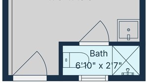 A bedroom measuring 11'3' x 13'8' and a bath measuring 6'10' x 2'7'. - Steps to Ogunquit Beach, Dining and Shops.  Sitting in the heart of Ogunquit! (Ogunquit)