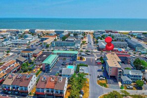 Aerial view - Upscale condo in heart of Dewey with pool & AC - walk to beach, bay & hot spots (Dewey Beach)