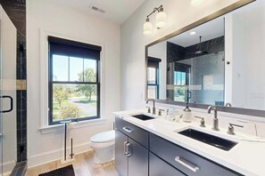 Shower, hair dryer, towels - Town of Lewes home with private pool, patio and balcony (Lewes)