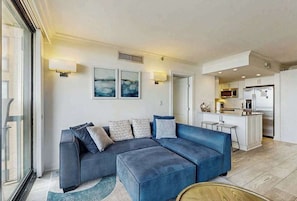 TV, offices - Sea Colony Ocean renovated beachfront condo with balcony, AC, pools, & tennis (Bethany Beach)