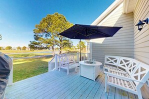 Terrace/patio - Bear Trap Dunes home with golf course views, deck, firepit, & amenity add-ons (Ocean View)