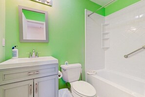 Shower, hair dryer - Rainbow Cove condo w/WIFI, W/D, walk to restaurants & entertainment (Dewey Beach)