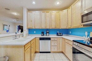 Fridge, microwave, oven, stovetop - Bayside Resort Dog-Friendly Condo w/ Free WiFi, Shared Pools, & a Fitness Center (Selbyville)