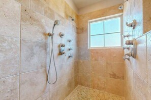Shower, hair dryer, towels - Town of Fenwick Island bay front house w/deck, patio, bay views, grill (Fenwick Island)