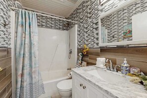 Shower, hair dryer - Whites Neck Village house w/deck, free WIFi, W/D, streaming (Ocean View)