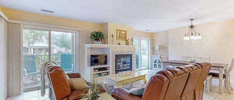 TV, fireplace, DVD player, offices