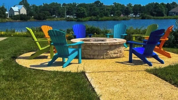 Outdoor seating with Adirondack chairs and a fire pit. - Newly remodeled - dog friendly townhome with pools, tennis, washer/dryer & AC (Millville)