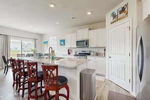 Fridge, microwave, oven, stovetop - Millville by the Sea home with clubhouse, pools & wellness center access (Millville)