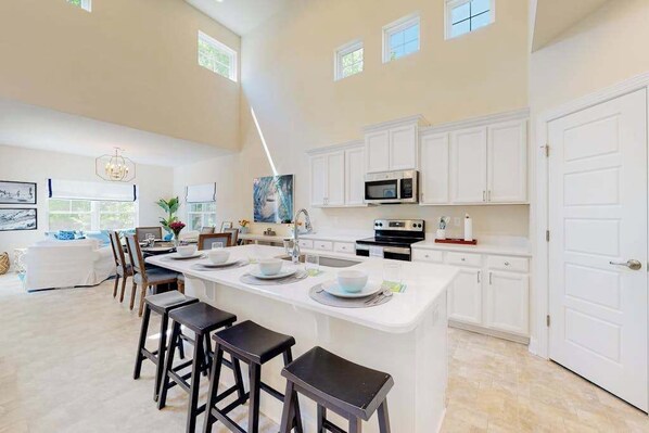 Fridge, microwave, oven, stovetop - Salt Pond home with on-site golf, indoor/outdoor pools, gym, & sports courts (Bethany Beach)