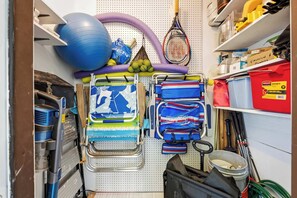 Fully Stocked Beach Closet – Chairs, Beach Cart, Toys & More for Your Beach Days” - Dans Florida Condos Vista Bay at Runaway Bay (Bradenton Beach)