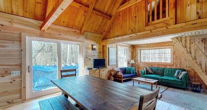 Cozy woodsy Cabin w/ a Deck, Firepit, Gas Grill, Free WiFi, & Full Kitchen