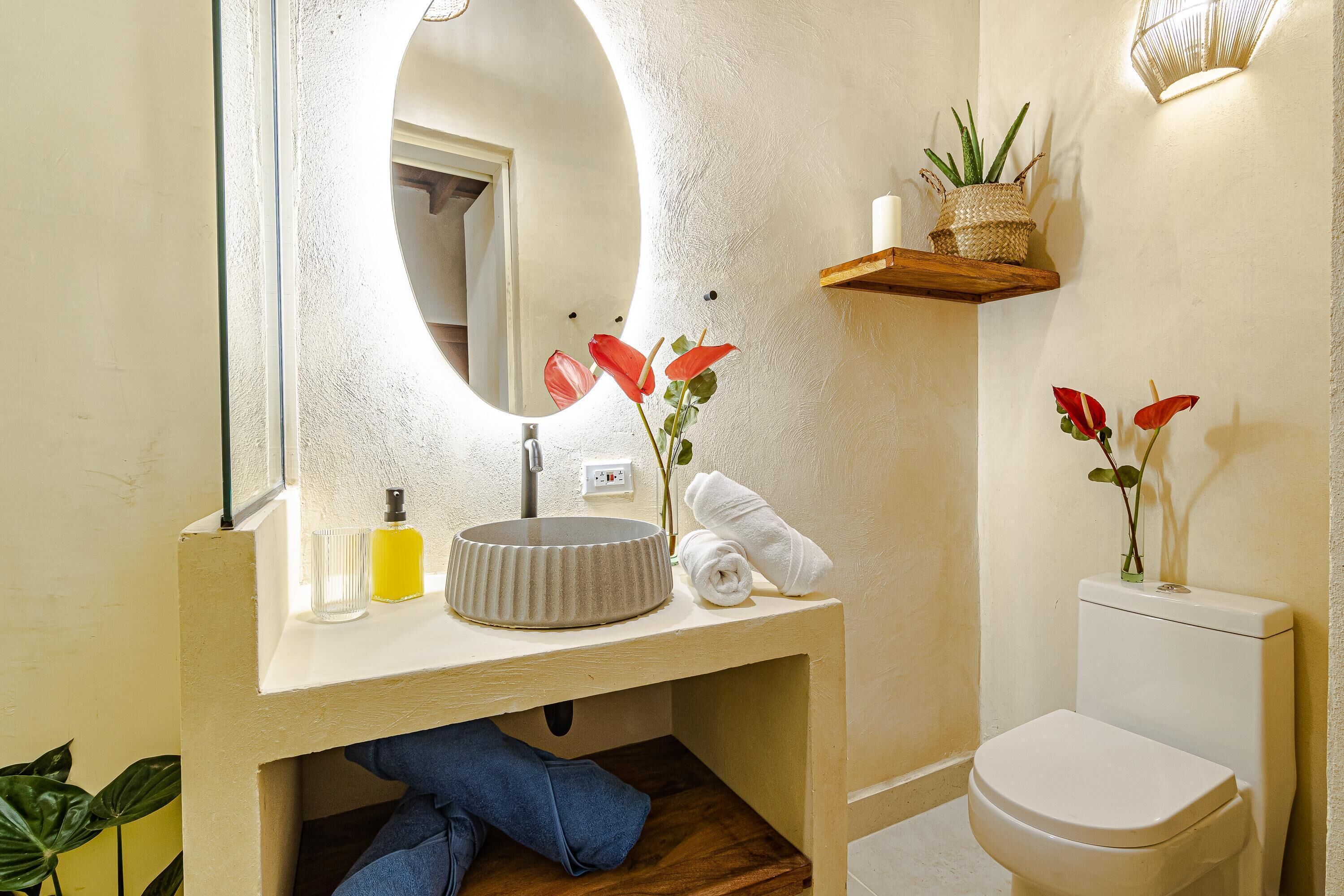 Hair dryer, towels